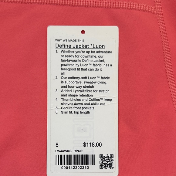 Lululemon Raspberry Cream Define Jacket - Picture 3 of 3